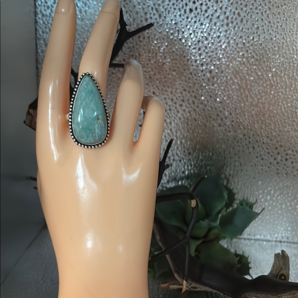 Size 11.5 Amazonite Statement Ring Wow - image 1